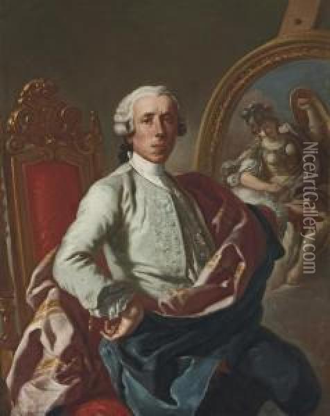 Portrait Of The Artist, Three-quarter-length Oil Painting - Francesco de Mura