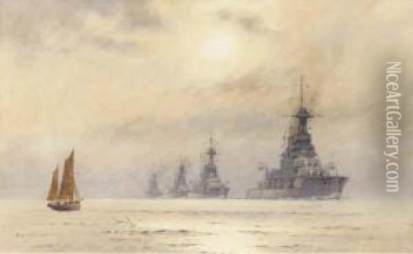 The 3rd Battle Squadron Oil Painting - Alma Claude Burlton Cull