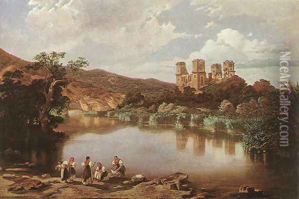 The Ruins of Diosgyor Castle 1860 Oil Painting - Karoly Telepy