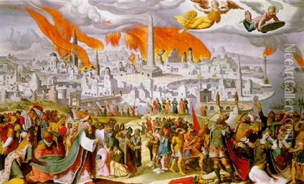 La Destruction De Sodome Et Gomorrhe Oil Painting - Pieter Claeissins the Younger