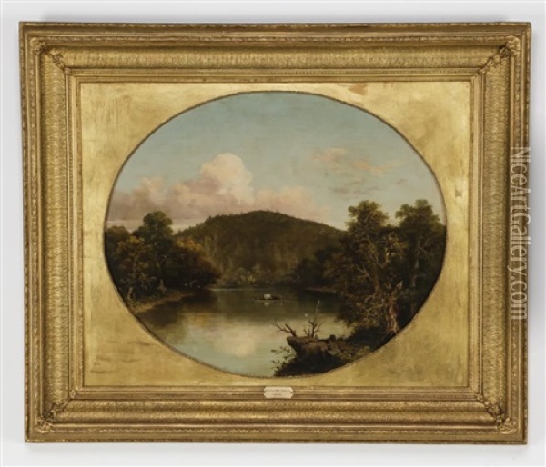River Landscape With Figures Oil Painting - Walter Mason Oddie