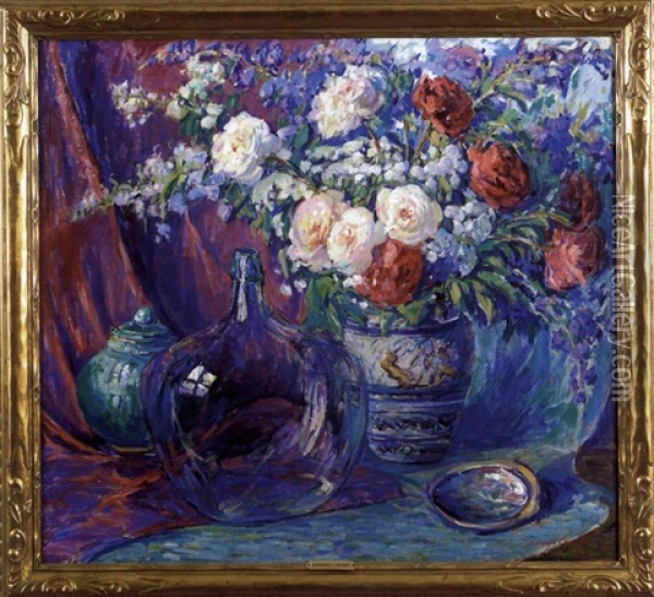 The Temple Vase Oil Painting - Kathryn E. Bard Cherry