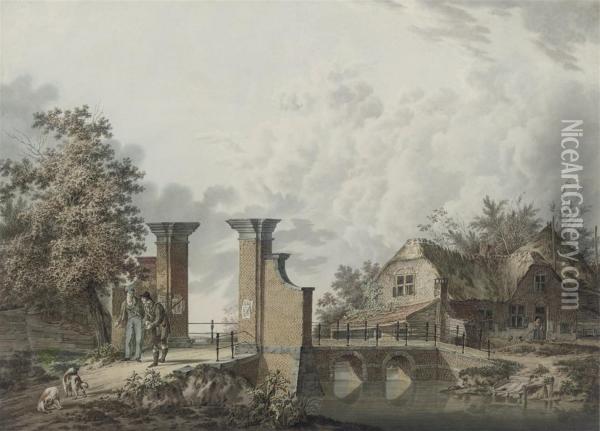 Huntsman Near A Classical Gate Oil Painting - Cornelis Borsteegh