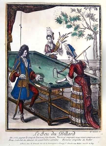 A Game of Billiards Oil Painting - Nicolas Arnoult