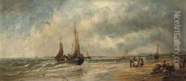 The Return Of The Fishing Fleet Oil Painting - Thomas Bush Hardy
