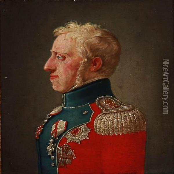 Portrait Of King Frederik Vi Of Denmark Oil Painting - Christoffer Wilhelm Eckersberg