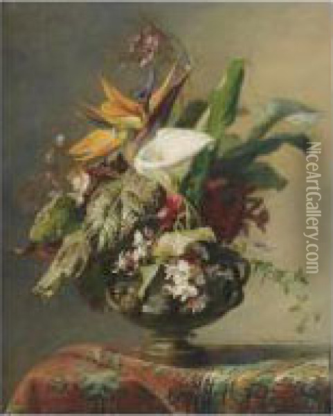 Vase De Fleurs Oil Painting - Elise Puyroche-Wagner