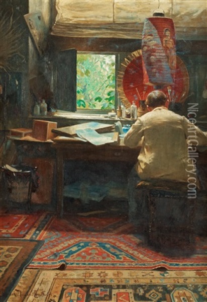 The Artist's Studio Oil Painting - Henrik Nordenberg