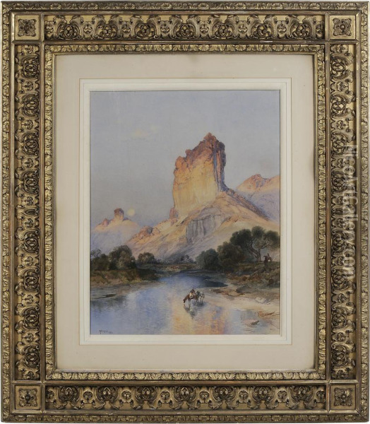 Cliffs Of Green River Oil Painting - Thomas Moran