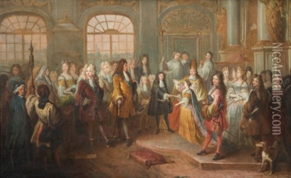 Le Mariage De Louis De France, Duc De Bourgogne Et De Marie-adelaide De Savoie, Le 7 Decembre 1697 Oil Painting - Antoine Dieu