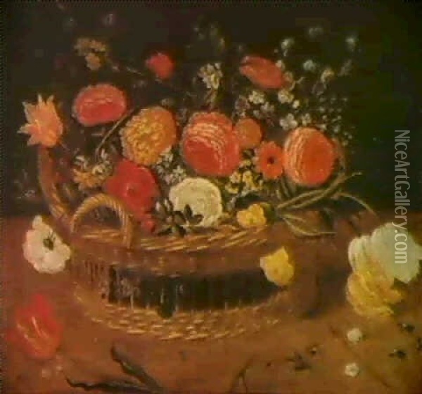 Kurv Med Roser Og Tulipaner Oil Painting - Jan Brueghel the Elder