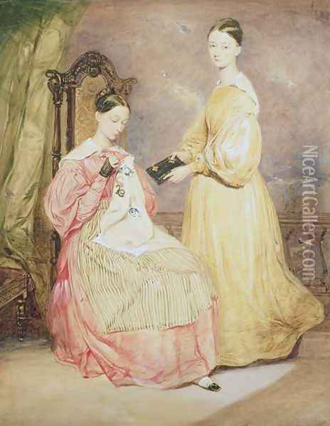 Portrait of Florence Nightingale (1820-1910) and her sister, Frances Partenope (d.1890) Lady Verney, 19th Oil Painting - William White