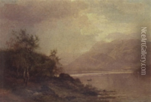Landscape With Lake Oil Painting - Arthur Parton