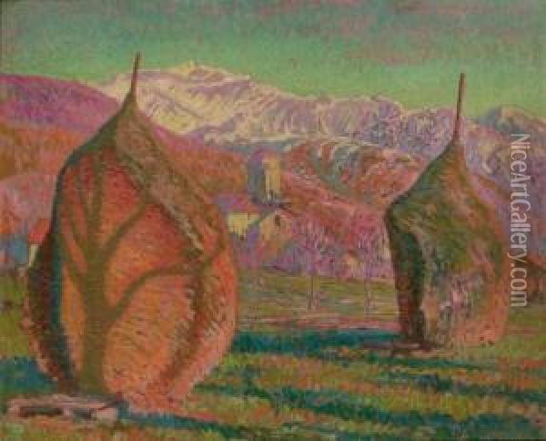 Alpine Haystacks Oil Painting - William Samuel Horton