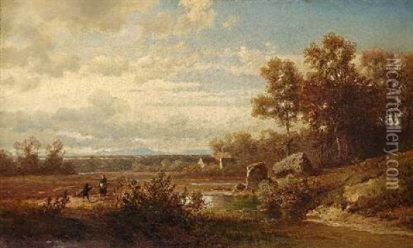 Holzsammler In Herbstlicher Landschaft Oil Painting - Johann (Hans) Beckmann