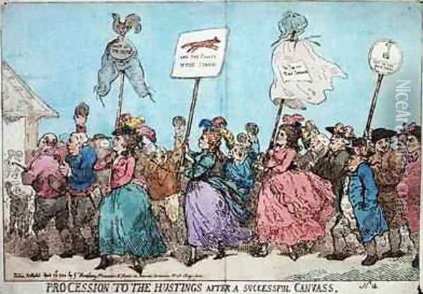 Procession to the Hustings after a Successful Canvass Oil Painting - James Gillray