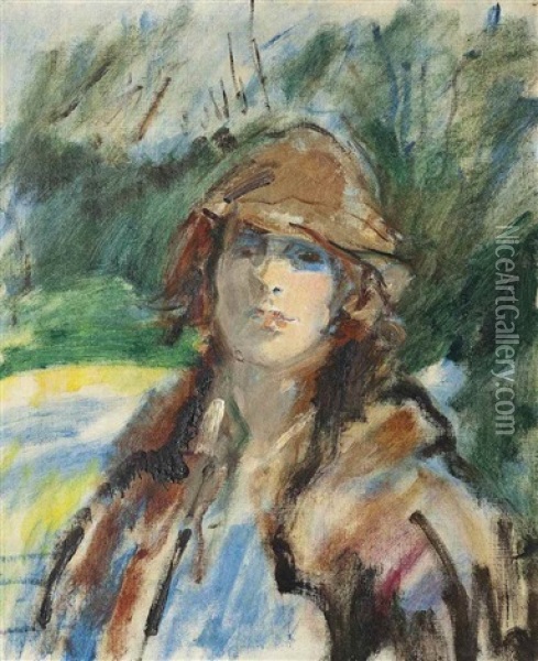 In The Garden, Mrs. Claude Johnson Oil Painting - Arthur Ambrose McEvoy