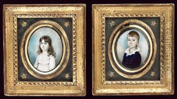 Portraits Of Children Of The Hardinge Family (4 Works) Oil Painting - Walter Stephens Lethbridge