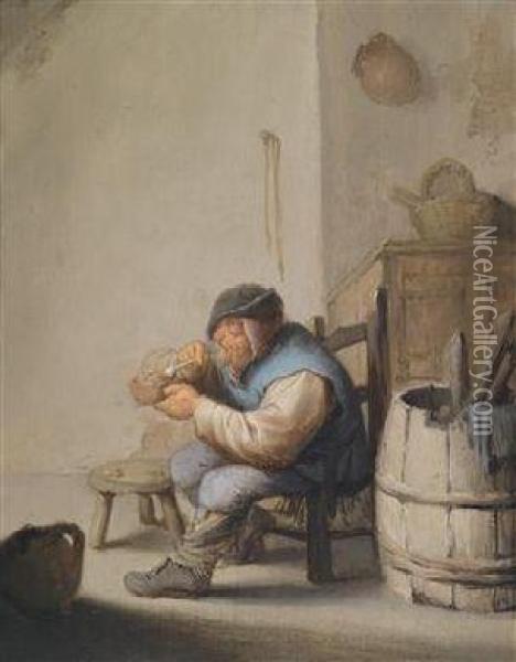 The Pipe Smoker Oil Painting - Isaack Jansz. van Ostade