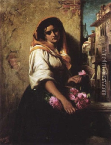 The Flower Seller Oil Painting - John Philip