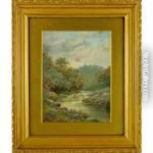 Mountain River Scene Oil Painting - James Burrell-Smith