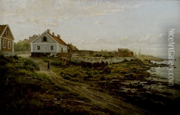 Vardagsliv Vid Havet Oil Painting - Berndt Adolf Lindholm