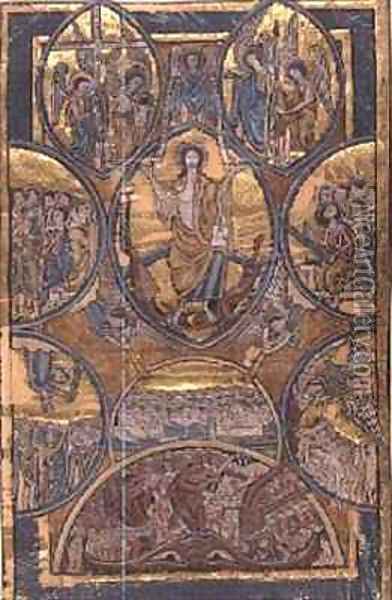 Ms 330 f.3 The Last Judgement with self portrait of the illuminator rescued by his guardian angel Oil Painting - William de Brailes