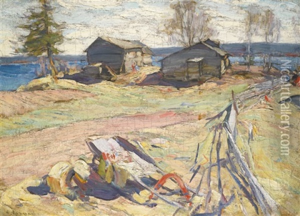 Village In The North Oil Painting - Abram Efimovich Arkhipov