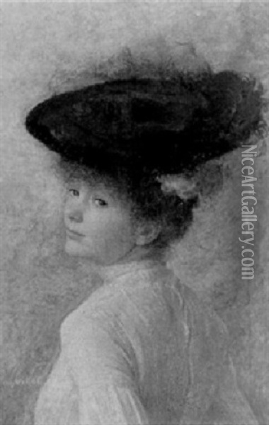 Femme Au Chapeau Oil Painting - Eugene Vincent Vidal