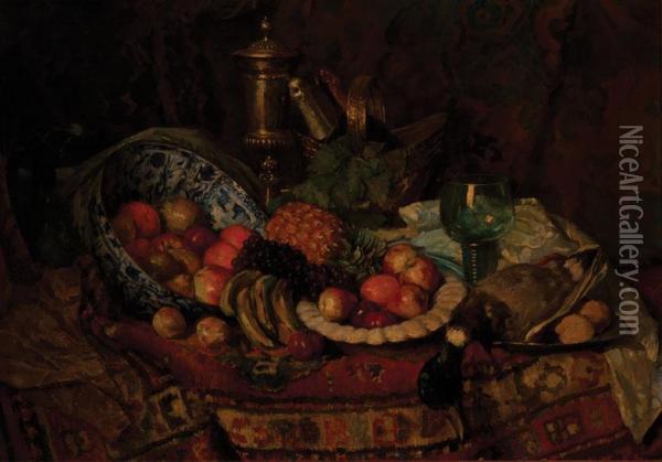 Still Life With The Pleasures Oflife Oil Painting - Baruch Lopez De Leao Laguna