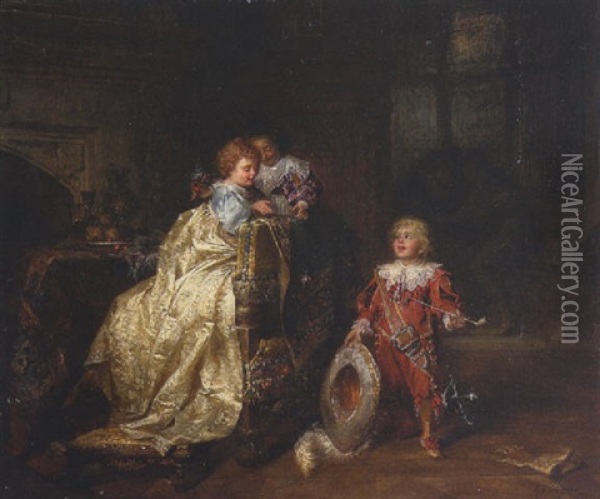 Spielende Kinder Im Salon Oil Painting - Jakob Emanuel Gaisser