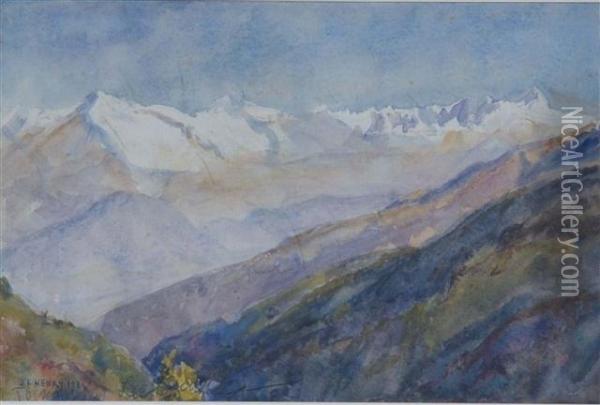 An Alpine Landscape Oil Painting - James Levin Henry