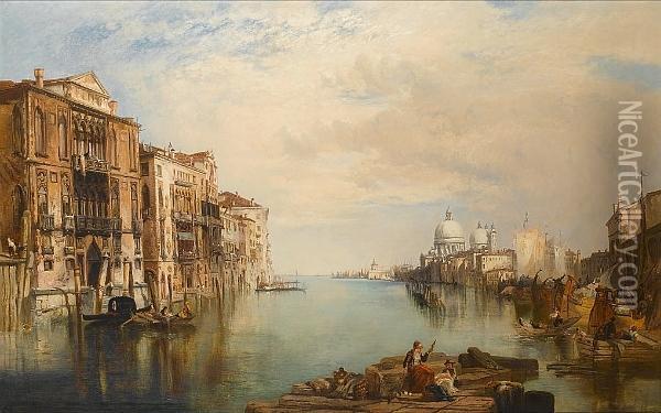 On The Grand Canal, Venice Oil Painting - Edward Pritchett