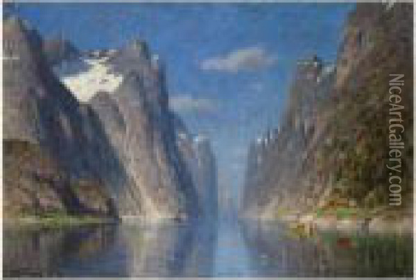 Spring On The Fjord Oil Painting - Adelsteen Normann