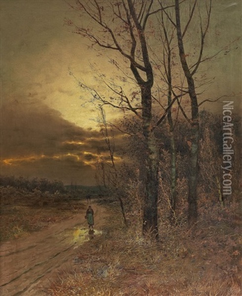Herbstgewitter Oil Painting - Johann Jungblut