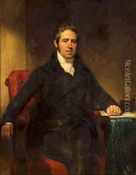 A Portrait Of A Gentleman, Three-quarter Length, Seated At His Desk Oil Painting - Thomas Lawrence