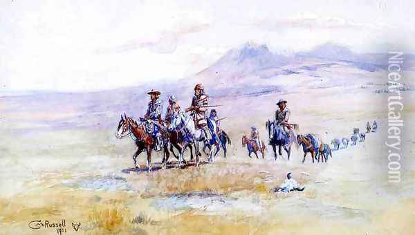 Coming across the Plain Oil Painting - Charles Marion Russell