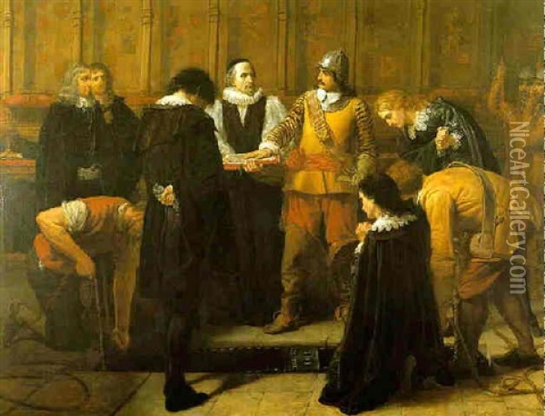 The Burial Of Charles I At St. George's Chapel Oil Painting - Charles Lucy