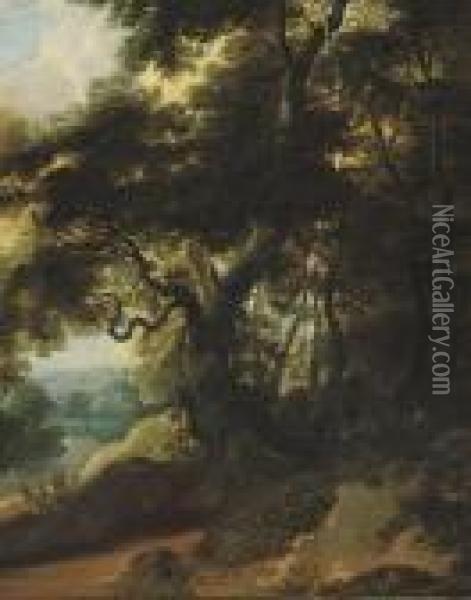 A River Landscape With An Entrance To A Wood Oil Painting - Jaques D'Arthois