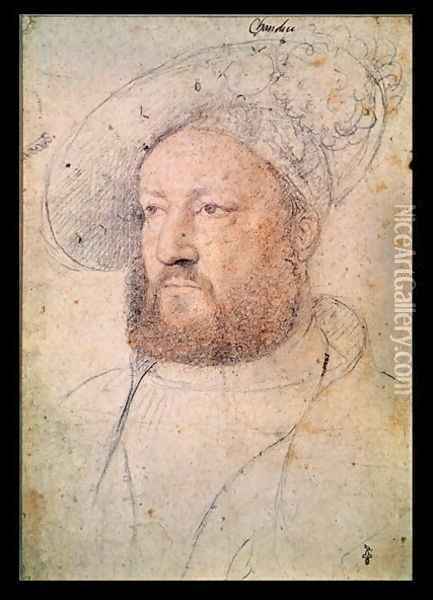 Louis de Chandio (1480-1532) Lord of Bussy, c.1520 Oil Painting - (studio of) Clouet