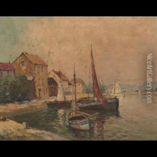Camaret Harbour, Brittany, France Oil Painting - William Dudley B. Ward