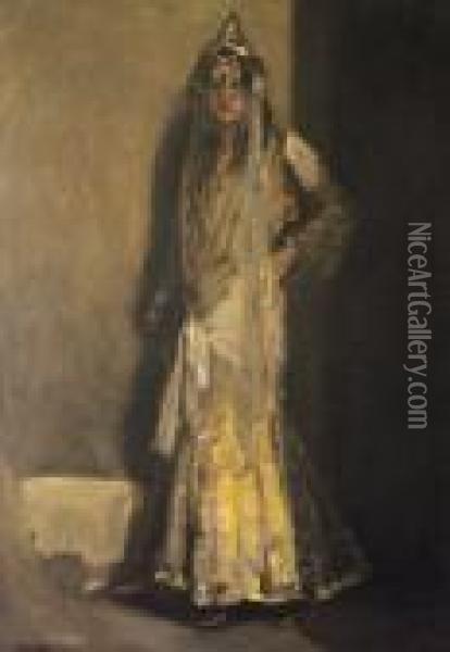 Miss Flora Lion In Her Oriental Costume Oil Painting - John Lavery
