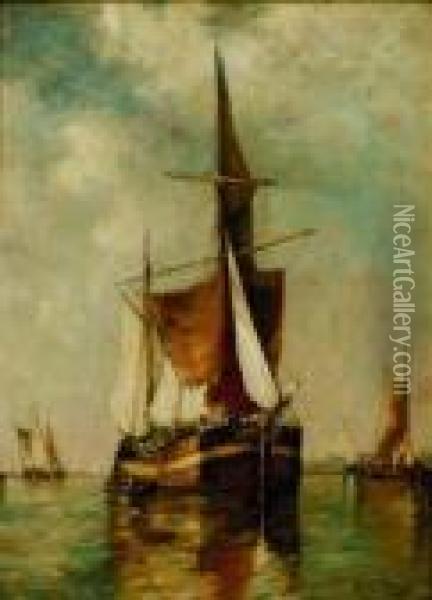 Boats In The Harbor Oil Painting - Paul-Jean Clays