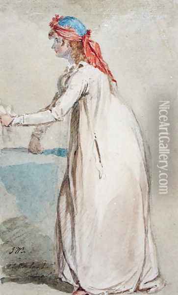 Mrs Morlands Portrait, c.1800-04 Oil Painting - James Ward