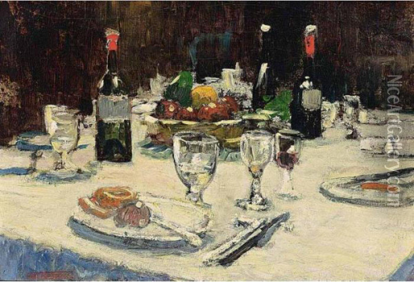 The Dinner Table Oil Painting - Geo Poggenbeek