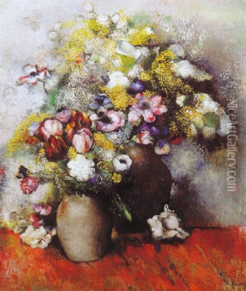 Bouquets De Fleurs Oil Painting - Paul Elie Gernez