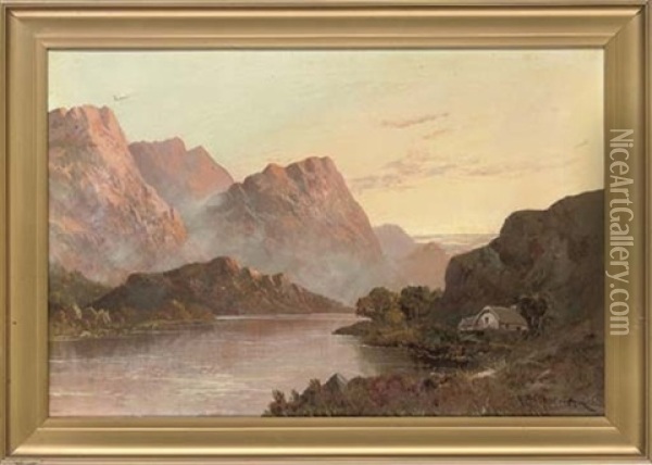 In The Trossach's, Loch Etwe (+ Ardlui, Loch Lomond; Pair) Oil Painting - Francis E. Jamieson