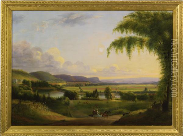 View Near Deerfield 1856 Oil Painting - Albion Harris Bicknell