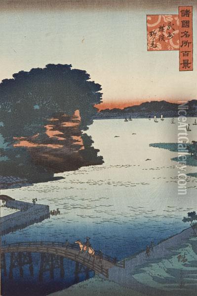 Le Cento Vedute Celebri Delle Province, Provincia Di Musashi Yokohama Noge Oil Painting - Chimpei Ii Hiroshigesuzuki