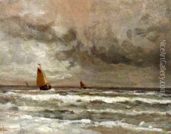 Segelboote Auf See Im Abendlicht Oil Painting - Gerhard Arij Ludwig Morgenstjerne Munthe